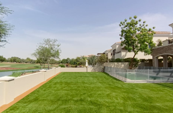 Artificial grass on balcony